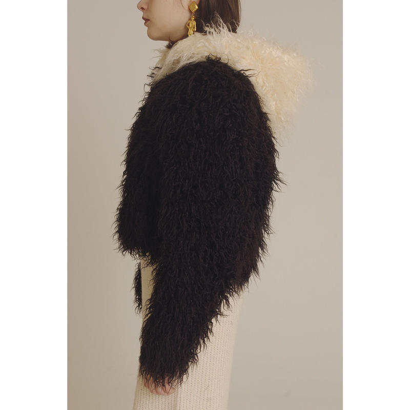 ファー hood 2way volume fur coat bi-colorwhite M8zQU-m98603800900