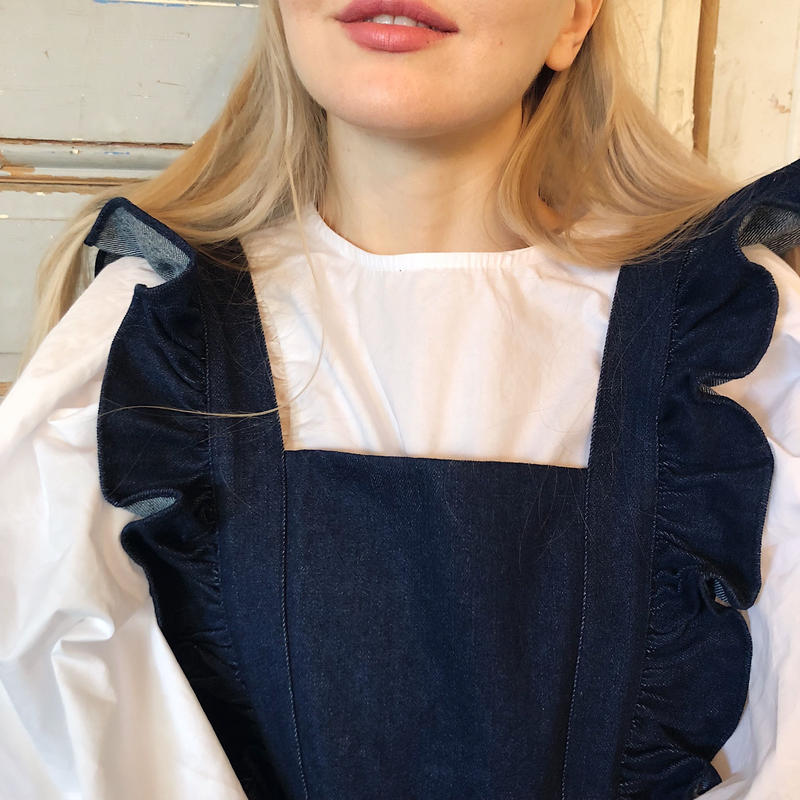 Frill One Piece Blue Denim Epine Frill One Piece Blue Denim Epine