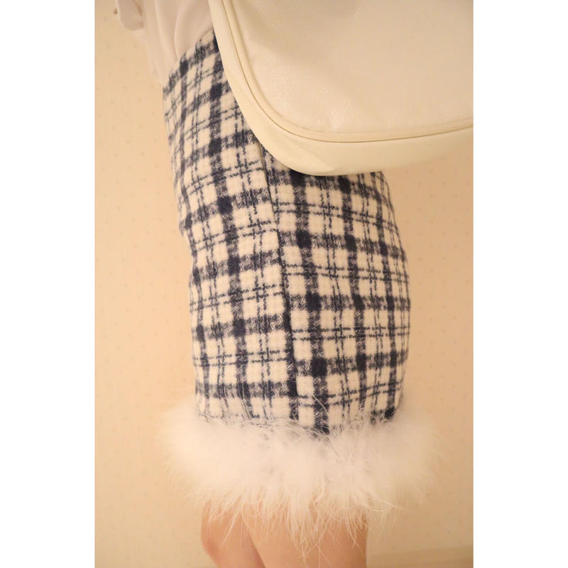 check tweed fur short pants blue | épine check tweed fur short pants blue | épine