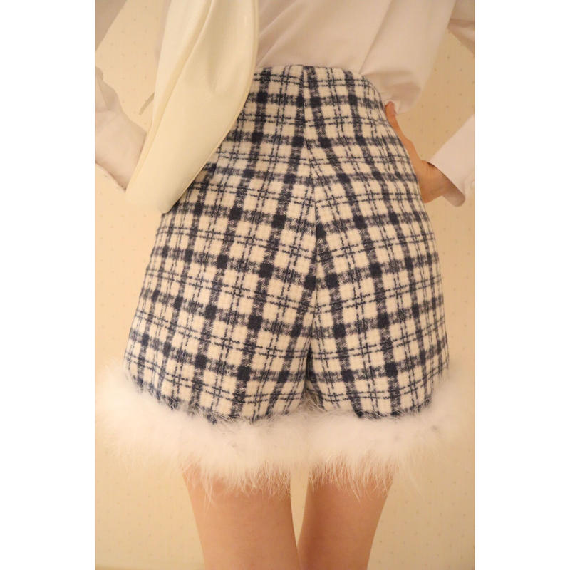check tweed fur short pants blue | épine check tweed fur short pants blue | épine