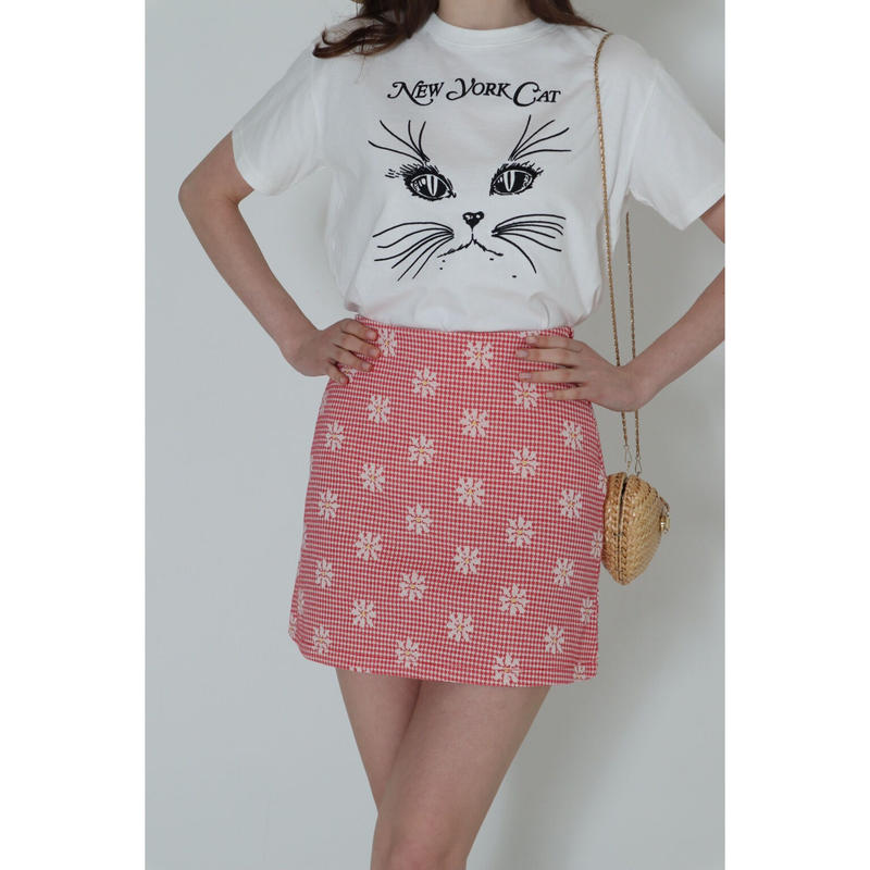 gingham flower mini skirt red | épine