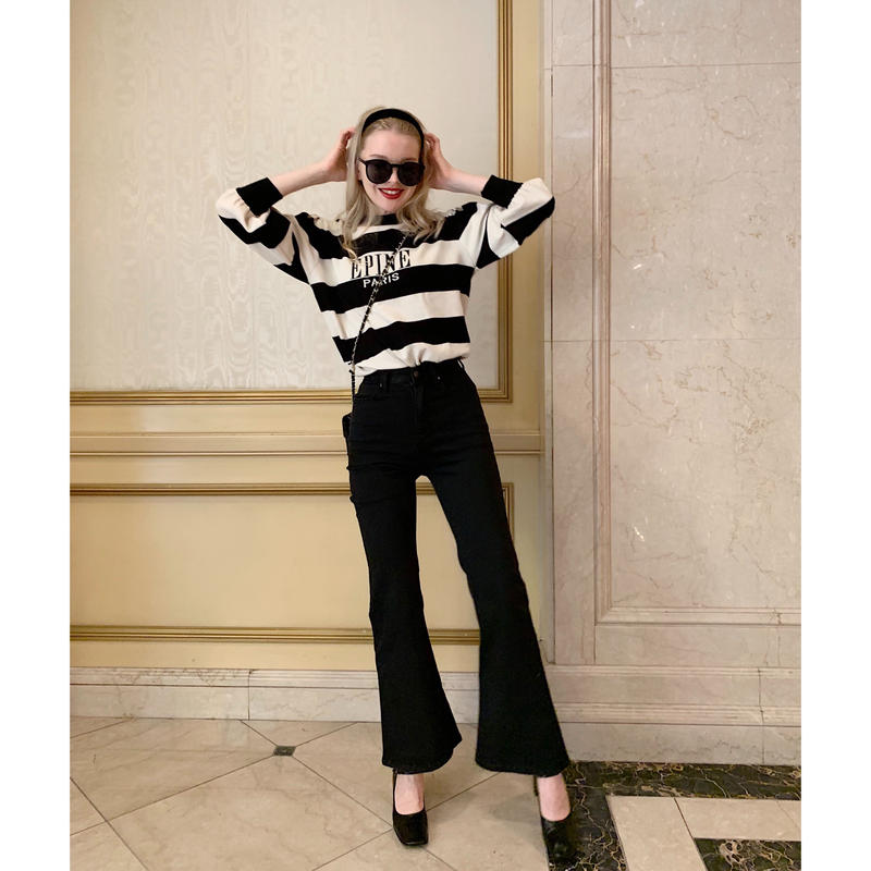 épine high-waist fit bell jeans black | épine