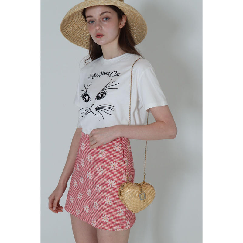 gingham flower mini skirt red | épine