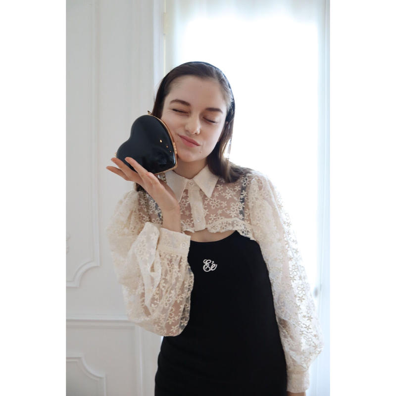 arm volume frill cropped blouse organdy flower ...