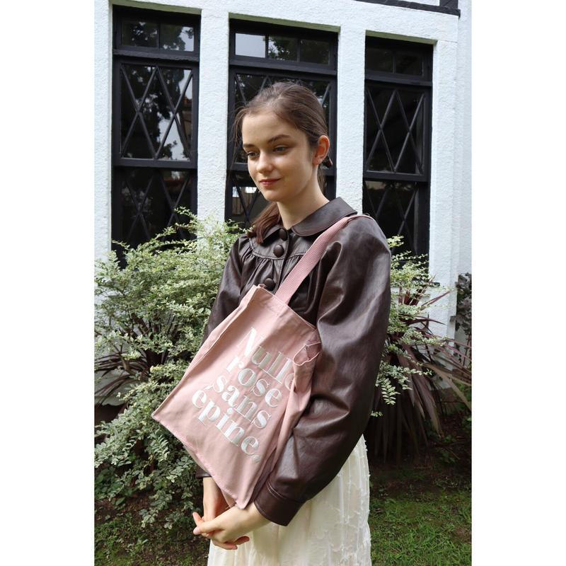 Nulle rose sans épine embroidery tote bag pink×... Nulle rose sans épine embroidery tote bag pink×...
