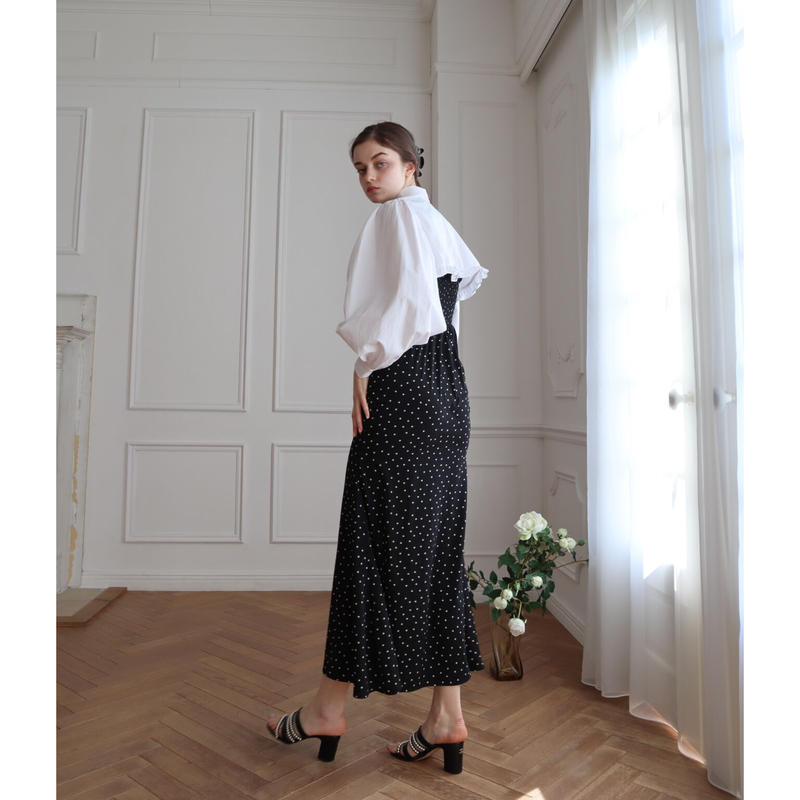 arm volume frill cropped blouse é cotton white ...