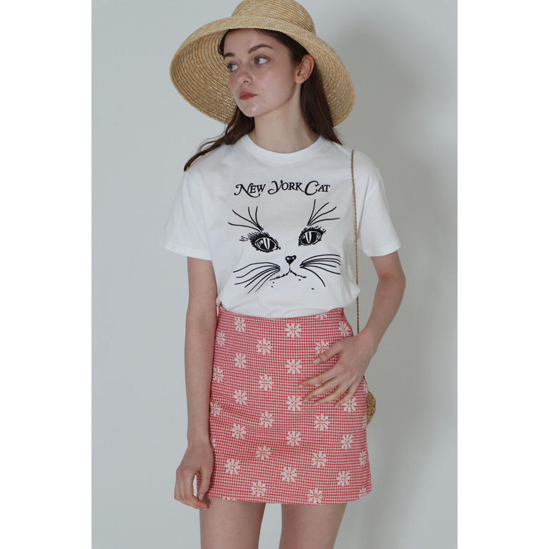 gingham flower mini skirt red | épine