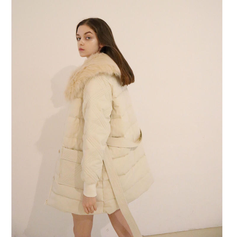 fur collar quilting down coat ivory | épine