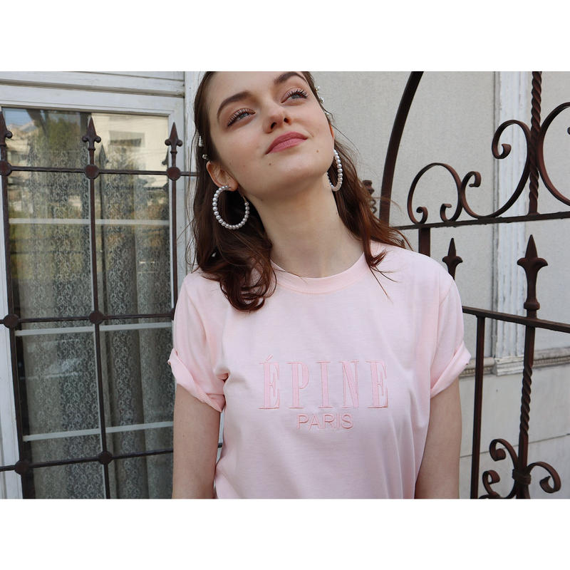 ÉPINE PARIS embroidery tee pink×pink | épine