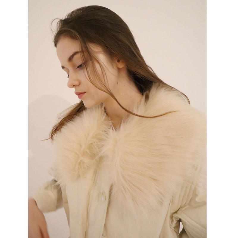 fur collar quilting down coat ivory | épine