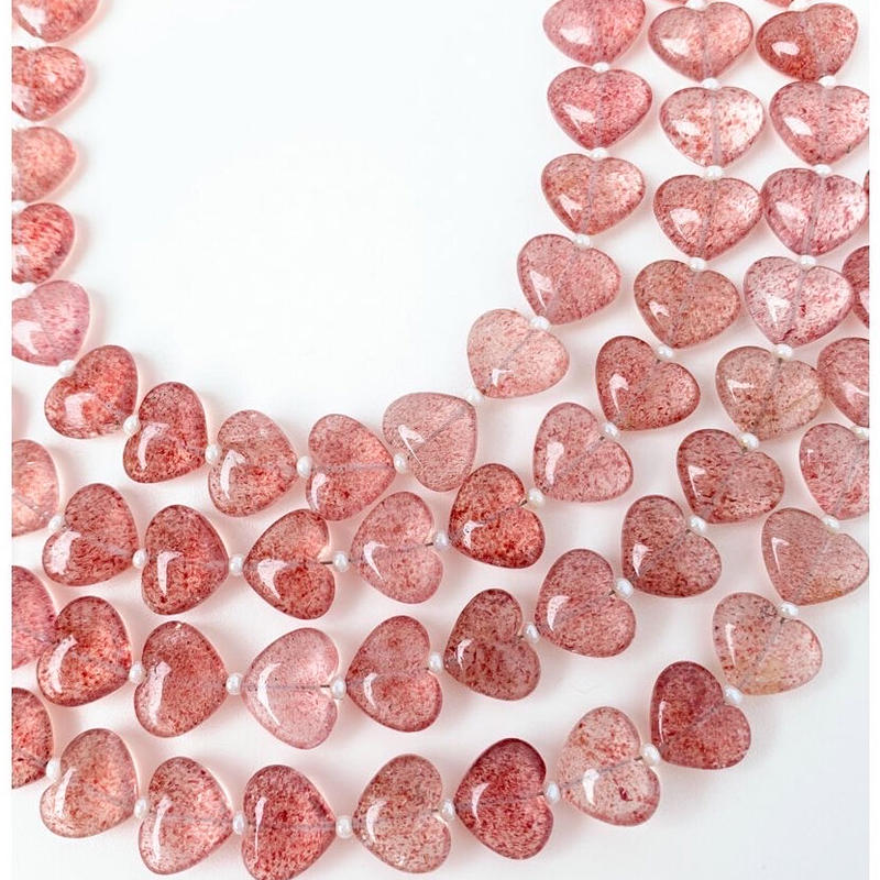 売れ筋新商品 天然石☆ビーズ 257♪ ハート ストロベリークォーツ
