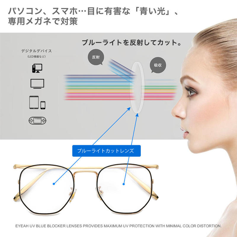 見逃し厳禁 メンズファッション 韓国芸能人愛用ブルーライトカットメガネ Eyeah Ey