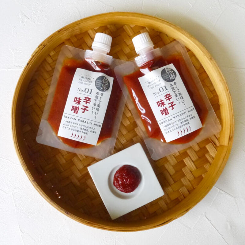 メール便 送料無料 徳庵辛子味噌 キャップ付スタンドパウチ 150g 2個 F2r