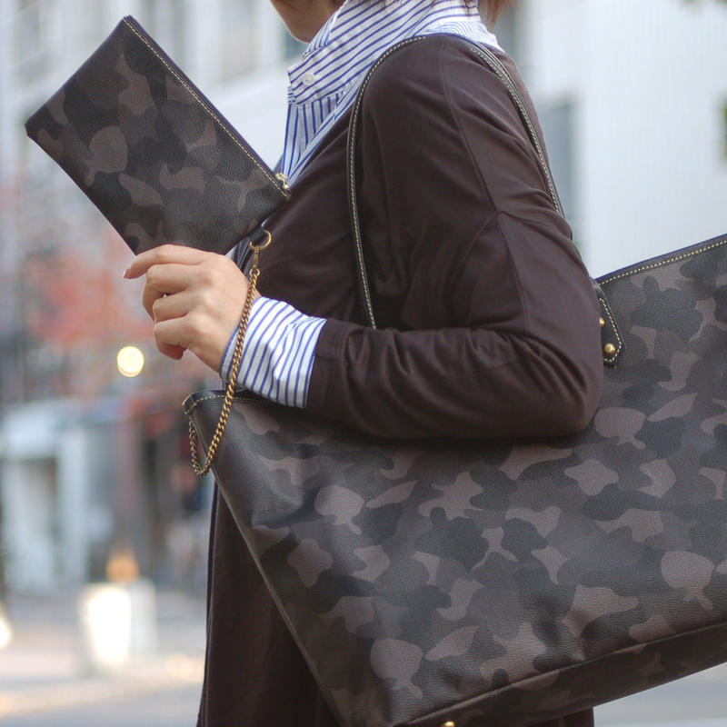 Sa Che カモフラージュ トートバッグ ポーチ付 Voyage カーキ Sa Che