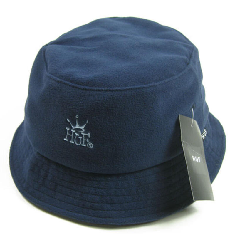 Huf Crown Polar Fleece Bucket Hat Navy ハフ 帽子 バ
