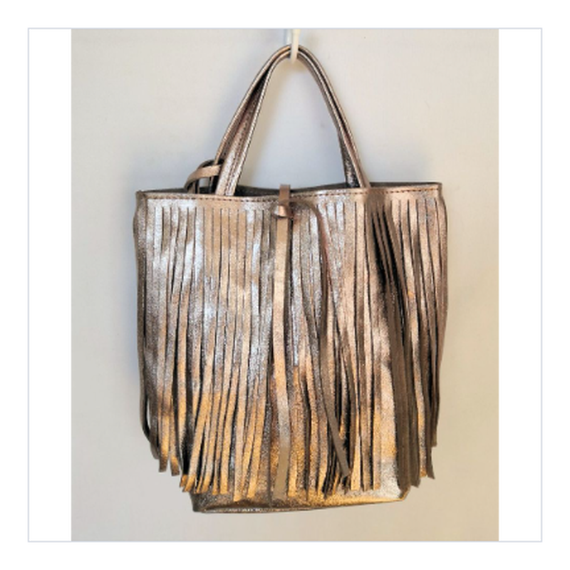 Marlon フリンジトートバッグ メタリック Flea Store