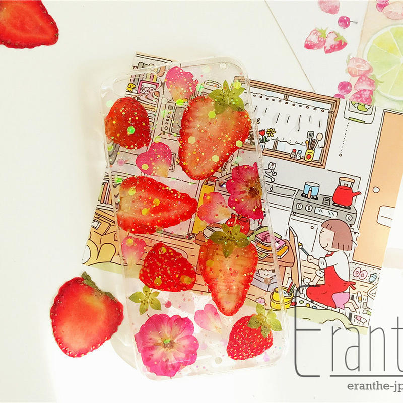 キラキラ いちご 押しフルーツ 押しフルーツ スマホケース アイフォン Iphone 押し