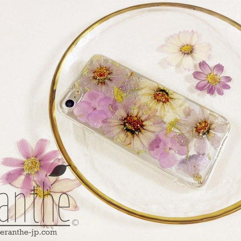 コスモス 押し花 ドライフラワー スマホケース エランテ コスモス 押し花 ドライフラワー スマホケース エランテ