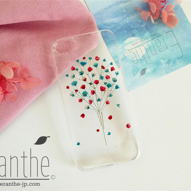 切なる願い 感動 かすみ草 スマホケース 人気 Iphone 押し花ケース エランテ
