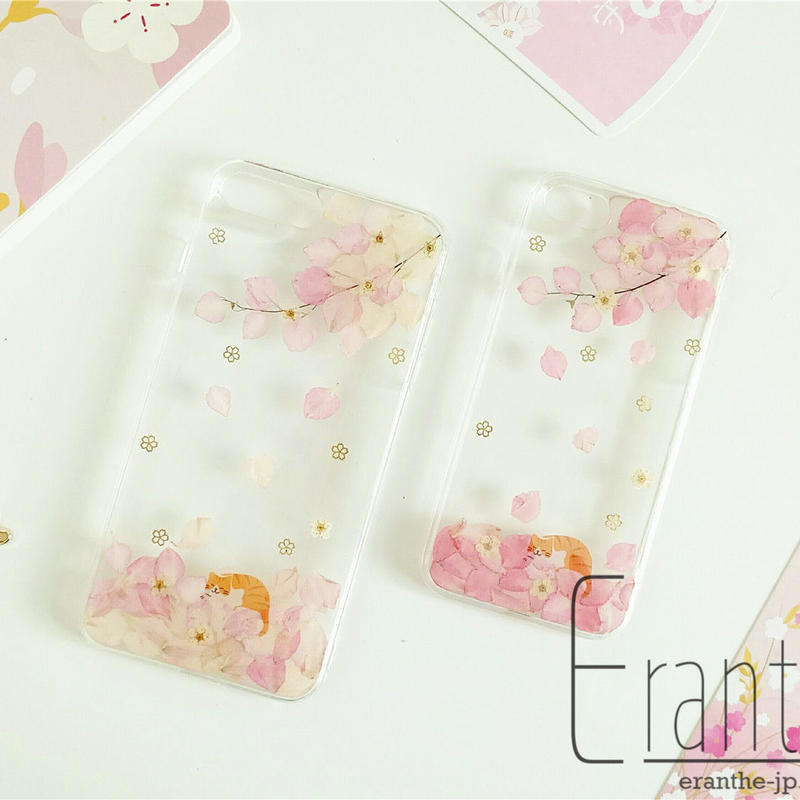 桜満開 押し花スマホケース エランテ