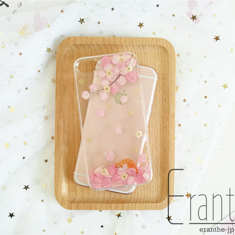 桜満開 押し花スマホケース エランテ 桜満開 押し花スマホケース エランテ