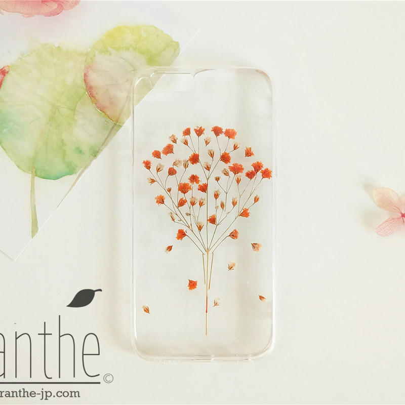 親切 幸福 感謝 かすみ草 スマホケース 人気 Iphone 押し花ケース エランテ
