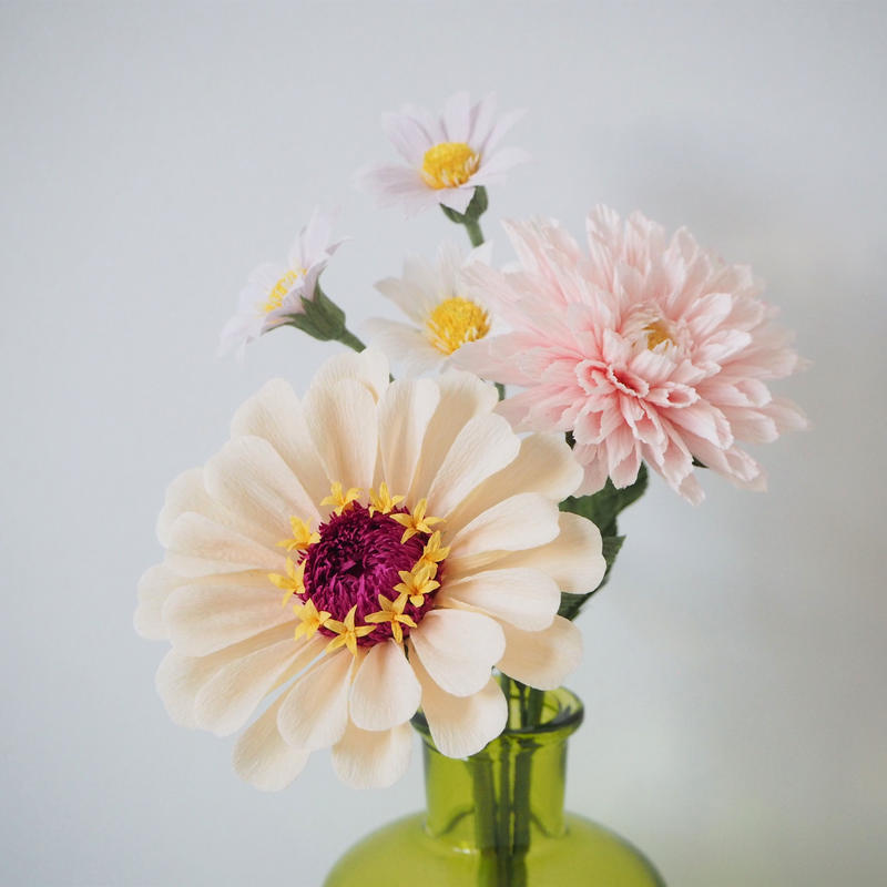 ジニアとダリアの花束 Flower And Art ペーパーフラワー専門店
