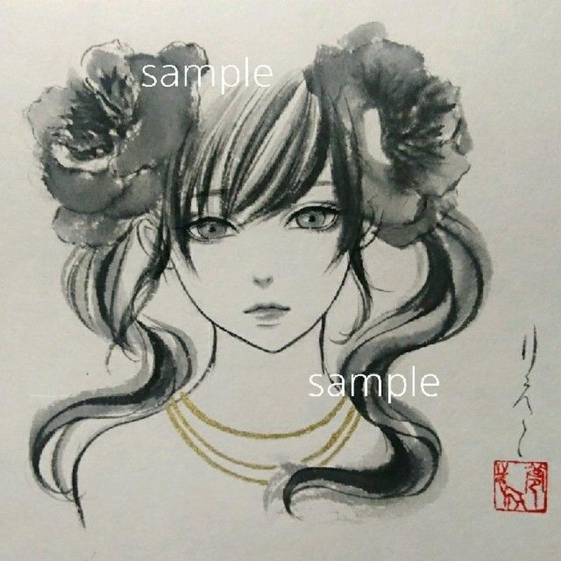 ポストカード 日本画 水墨画 墨絵 新作 セーラー服