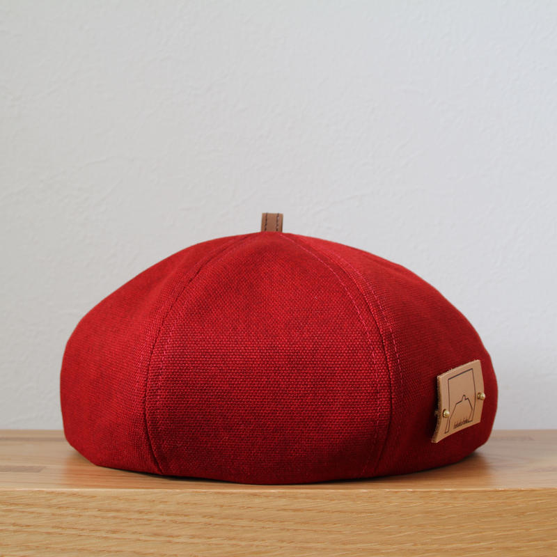 大人ベレー帽 酒袋風帆布生地 赤色 Fukukafulu S Store