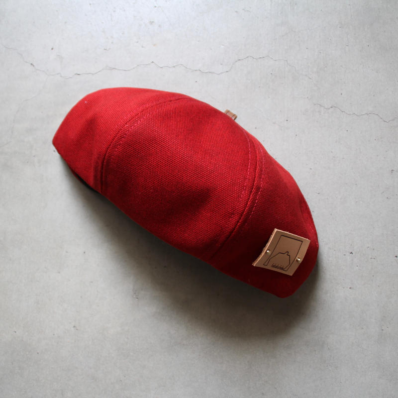 大人ベレー帽 酒袋風帆布生地 赤色 Fukukafulu S Store