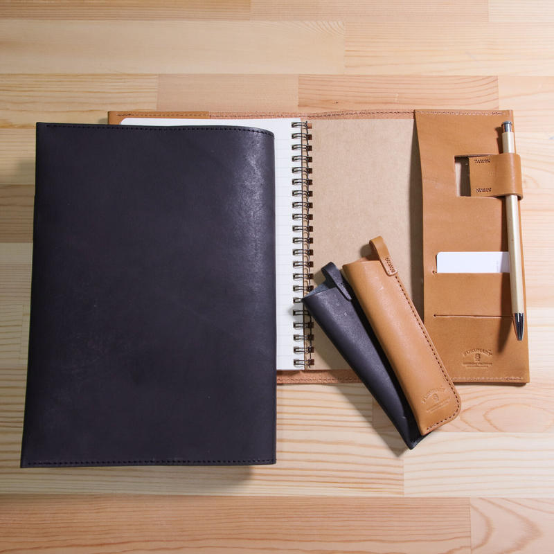 L028 ノートカバーb6 栃木アースレザー淡茶 Fukunary