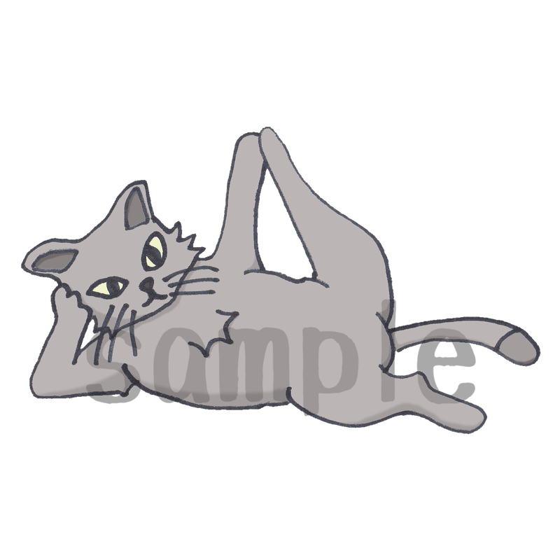 イラスト ヨガ猫 横向きの足上げ Funyasis