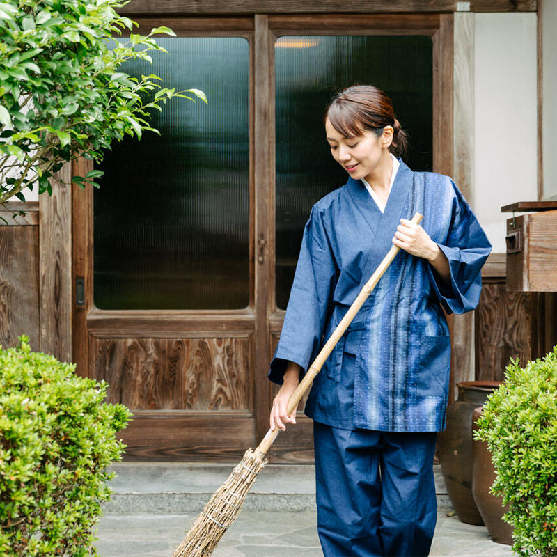 作務衣 レディース おしゃれな切り替え柄 当店限定オリジナル 女性用 さむえ 日本製 布和