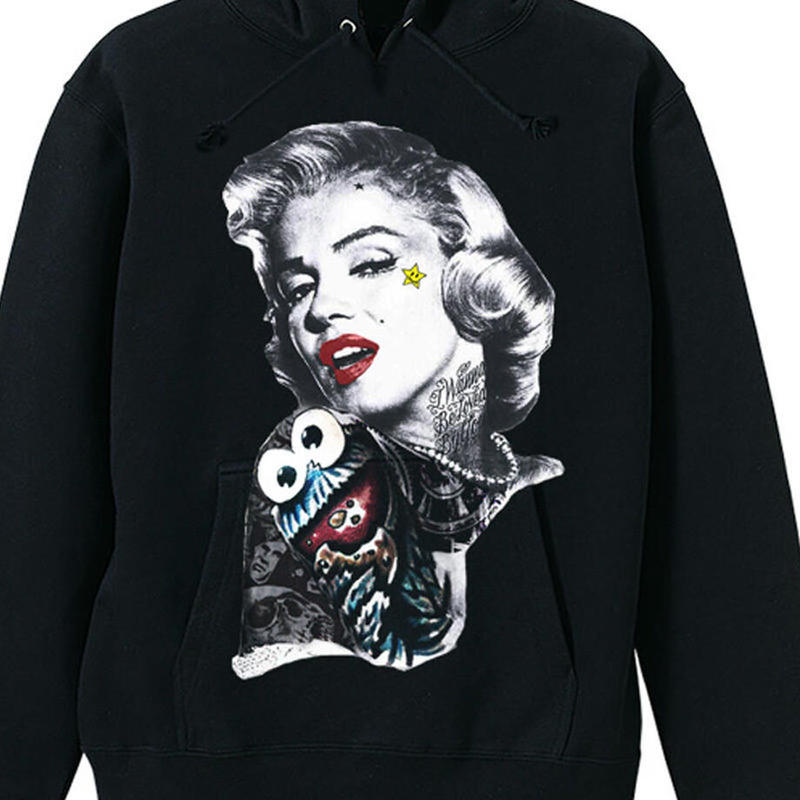 Rarete ラルテ マリリンモンロー クッキーモンスター パーカー ブラック 星柄 St