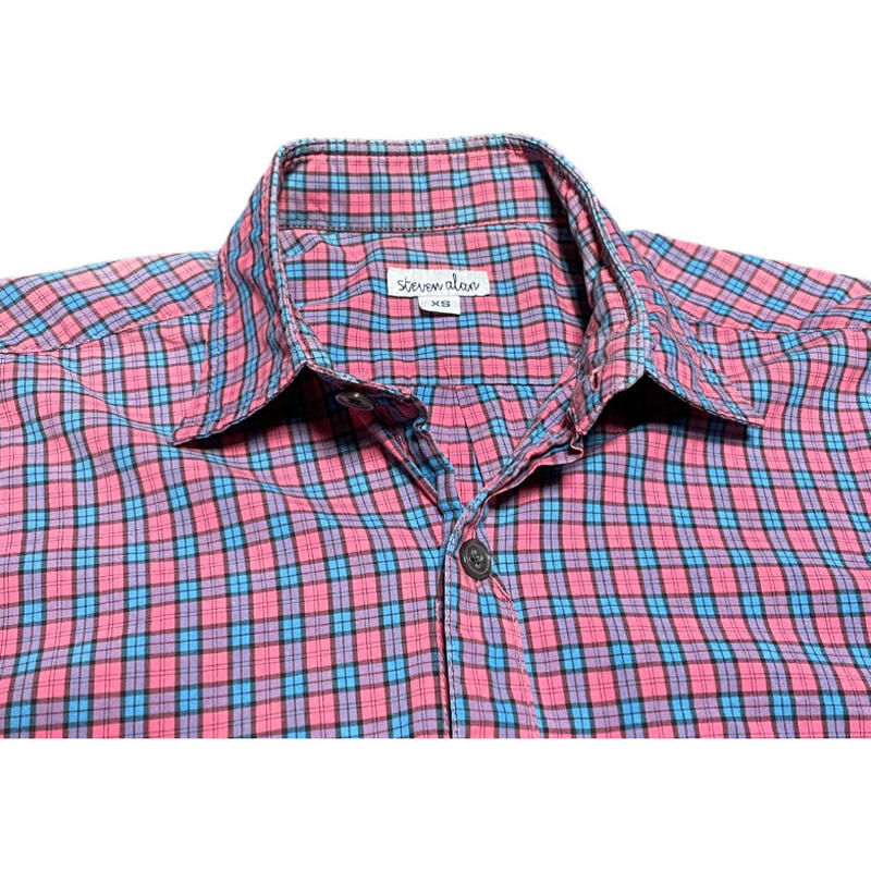 訳あり商品 Made In Usa製 Steven Alan 長袖チェックシャツ ピンク