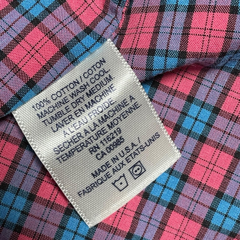 訳あり商品 Made In Usa製 Steven Alan 長袖チェックシャツ ピンク