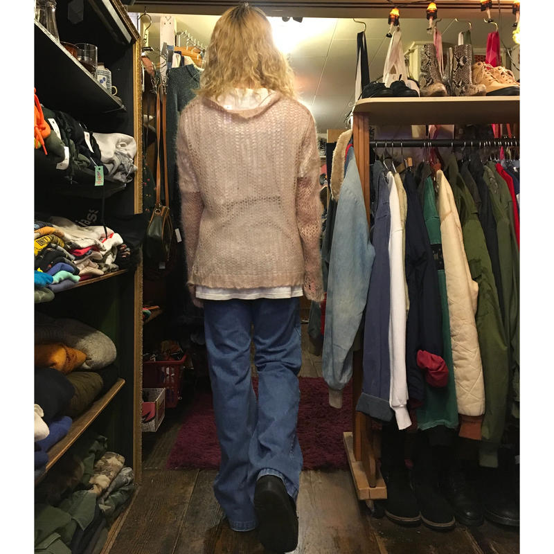 Used パステルpink ザクザク編みセーター Garden730