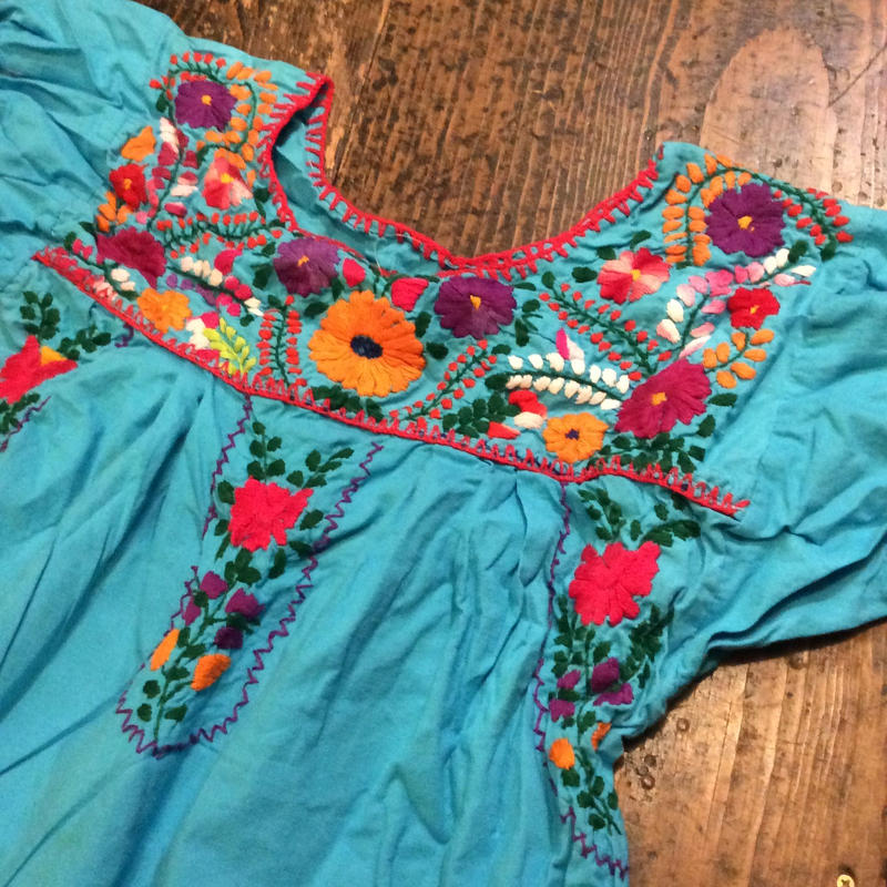Used メキシコ 刺繍ワンピース Garden730