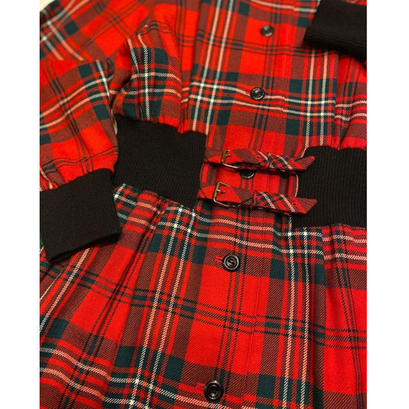 Used 赤タータンチェックワンピース Garden730