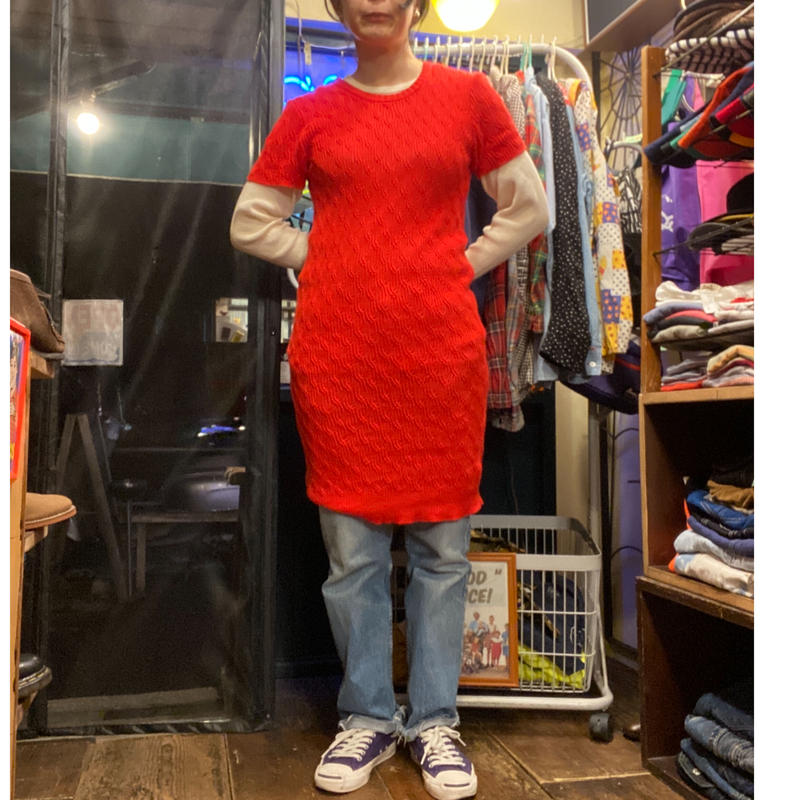 Used アメアパ Redニットワンピ Garden730