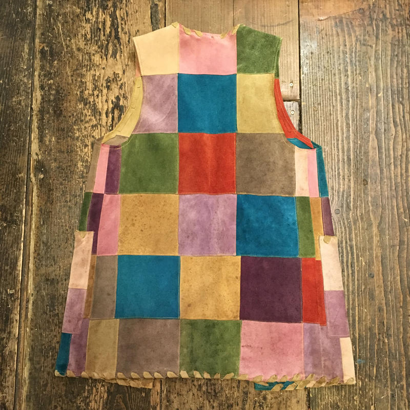 Used おしゃれ Suedeパッチワークベスト Garden730