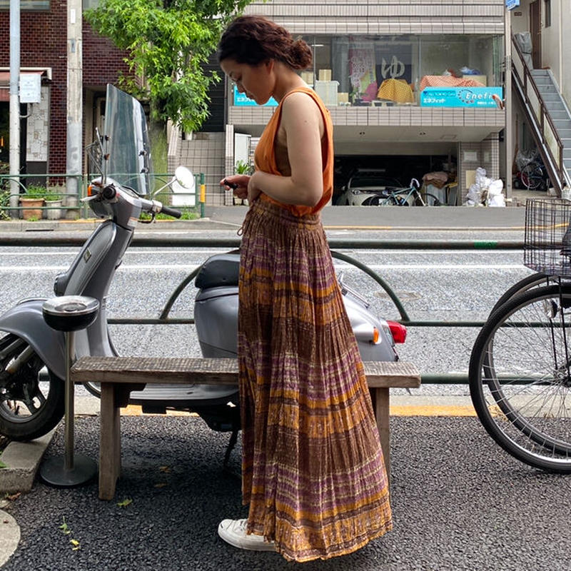 Used インド綿ロングスカート Garden730