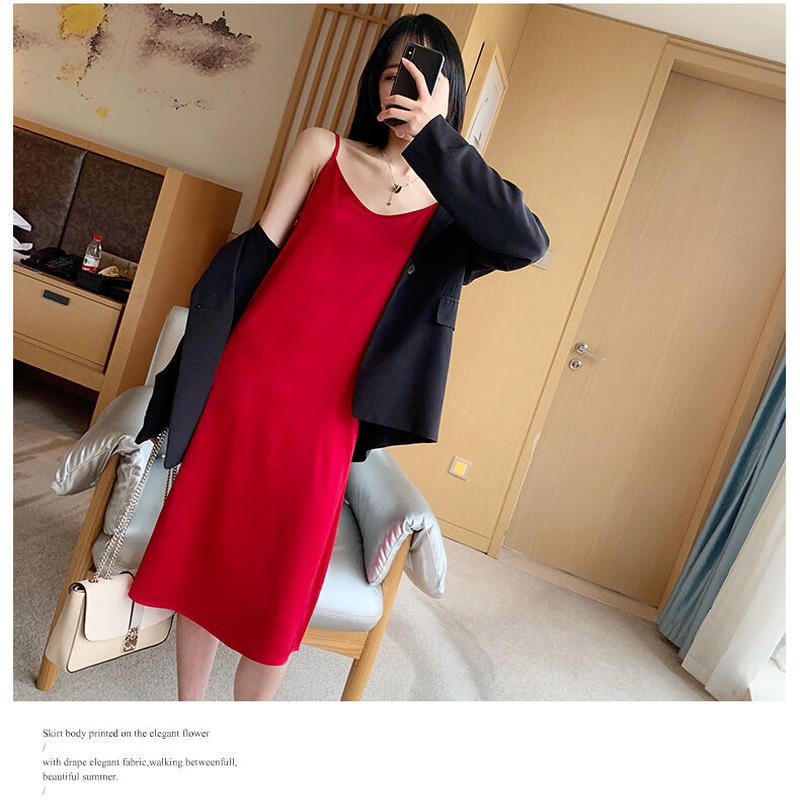 着丈100cm シルクサテン5colorsインナーキャミソールワンピース S 4xl Ga 着丈100cm シルクサテン5colorsインナーキャミソールワンピース S 4xl Ga