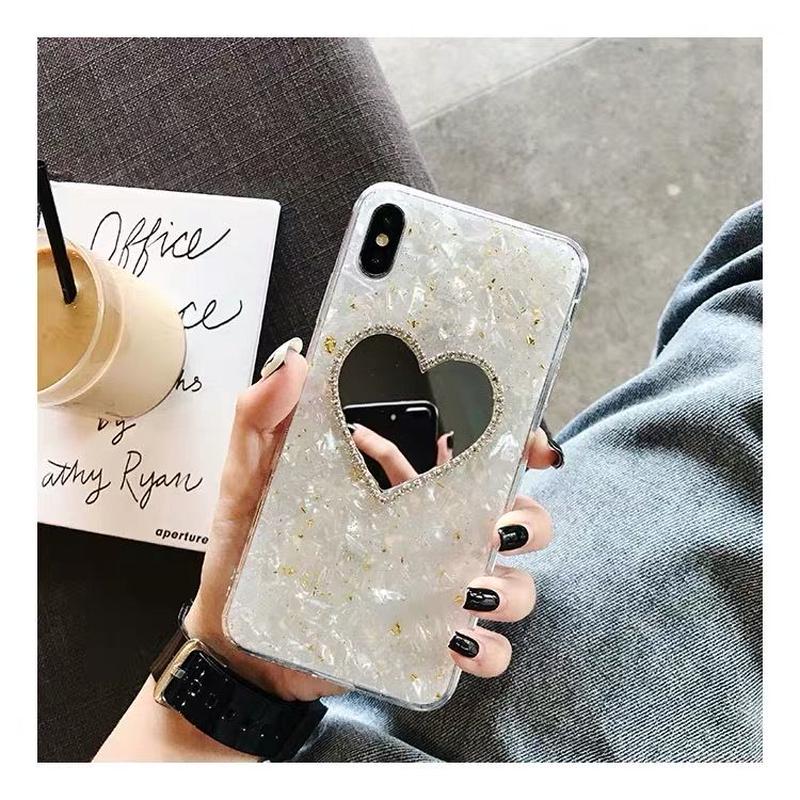 ハートミラー 金銀箔whiteスケルトンスマホケース 11 11pro Gardeniah