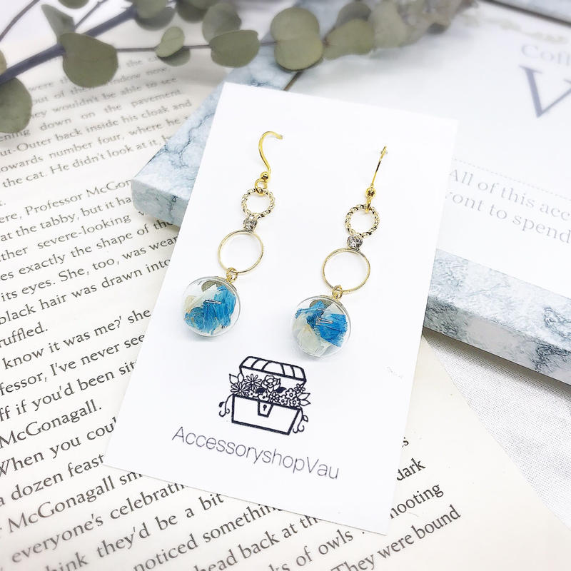 16kgpガラスドームピアスorイヤリングno 30 コーヒーと贈り物のお店 Vau