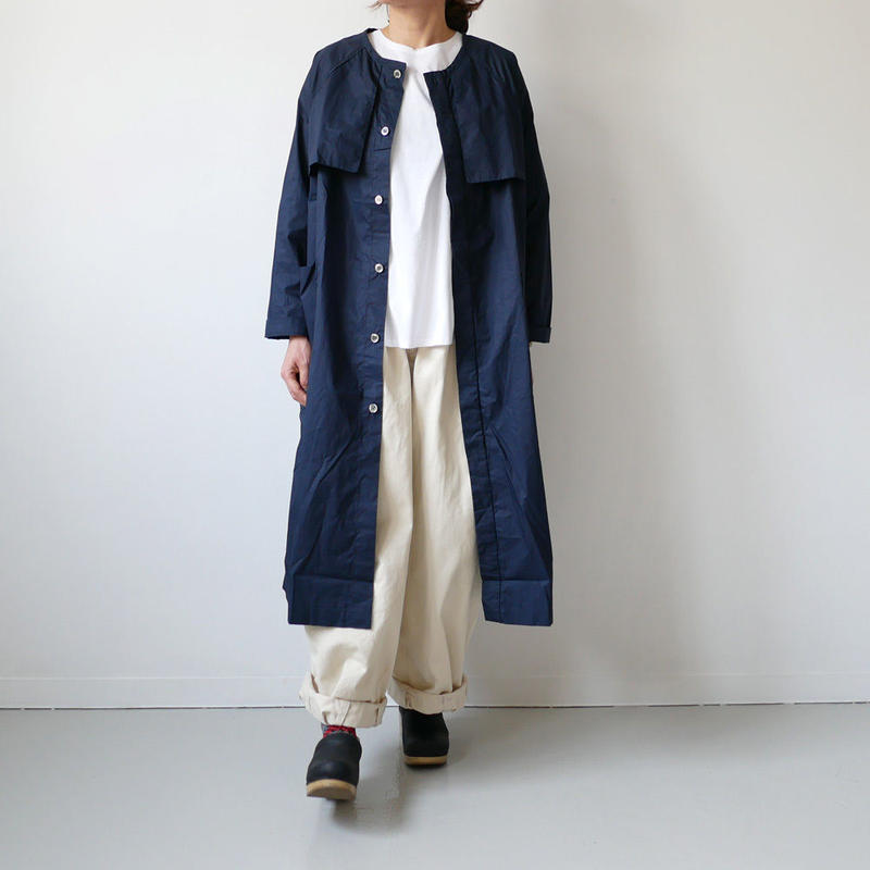Universal Tissu ユニヴァーサルティシュ タイプライターシャツトレンチ ネイビ