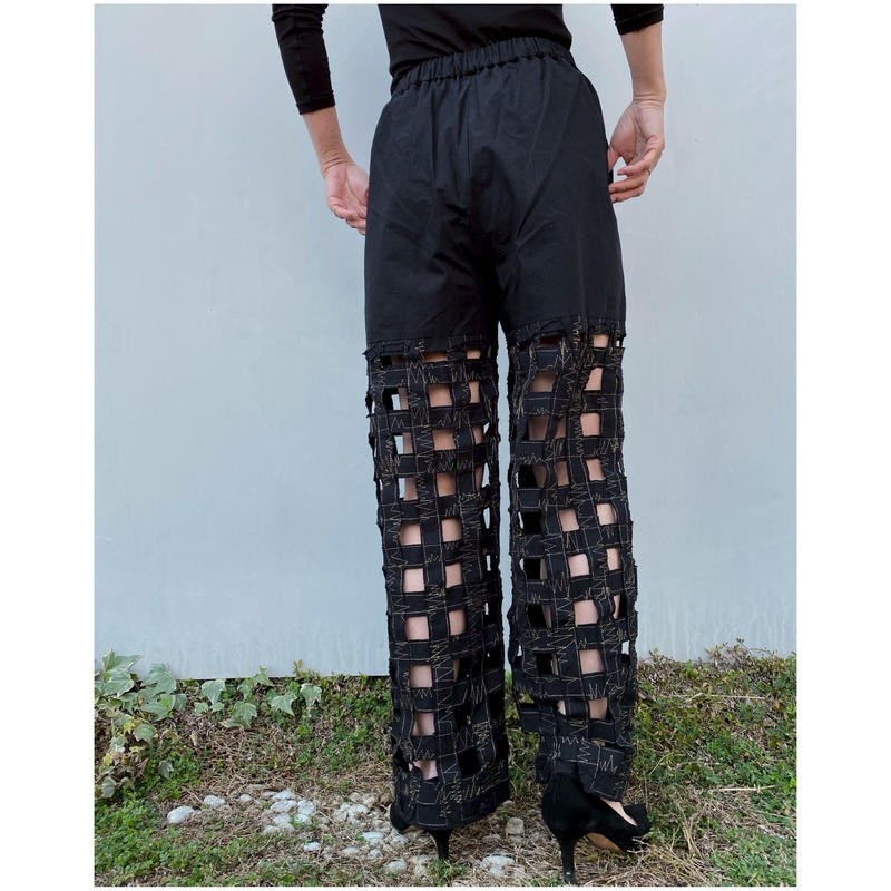 ERiKOKATORi パンツ Tape embroidery pants