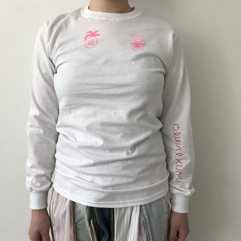 ちょっぴりb品 右わき腹インク汚れ あお木かな お祝いくま ろんてぃ 白 蛍光ピンク