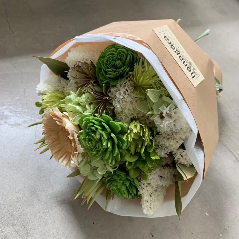 ドライフラワー ブーケ 花束 緑色green ラッピング付き Hanagara Store