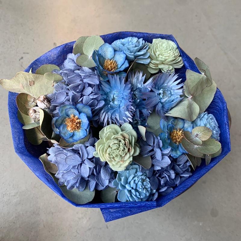 ドライフラワー ブーケ 花束 青色blue ラッピング付き Hanagara Store